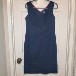 Boden Navy Seville Embroidered Dress 8R Cotton